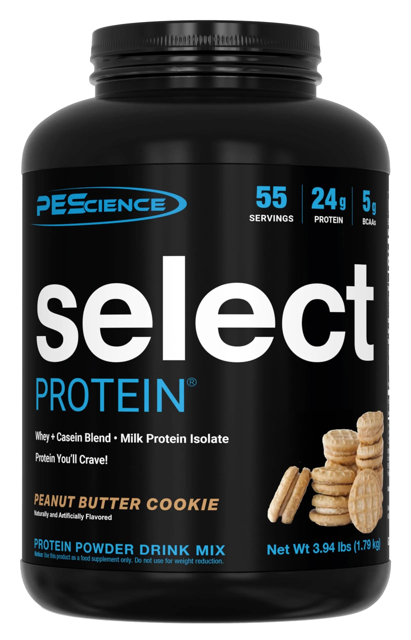 PEScience Select Protein Powder, Peanut Butter Cookie, 27 Servings | High-Quality Whey & Casein Blend for Muscle & Weight Goals — Blue