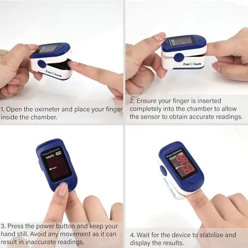 Zacurate 500BL Fingertip Pulse Oximeter Blood Oxygen Saturation Monitor with Batteries Included (Navy Blue) | FDA Approved for Sports & Aviation Use thumbnail 4