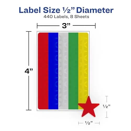 Avery Foil Star Labels 1/2" Assorted Colors | Bright Foil Stickers for Rewards & Crafts thumbnail 9
