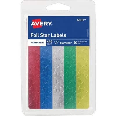 Avery Foil Star Labels 1/2" Assorted Colors | Bright Foil Stickers for Rewards & Crafts thumbnail 4