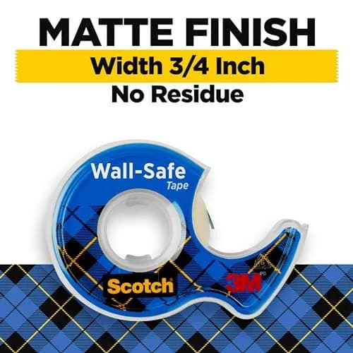 Scotch Wall-Safe Tape Dispenser with 1 Roll | Removable Tape for Photos & Art, 1.9cm x 1651cm (3/4 in x 650 in) thumbnail 2
