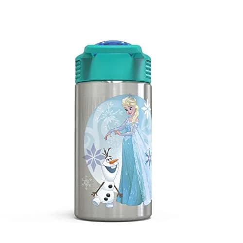 Zak Designs Frozen Stainless Steel Kids Water Bottle 444ml (15.5oz) | Leak-Proof Flip Straw for Ages 3+ thumbnail 4