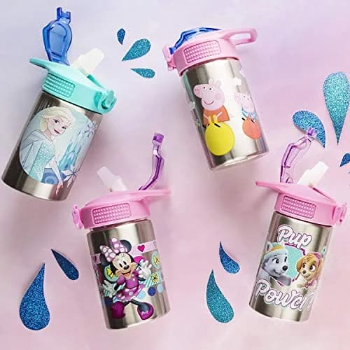 Zak Designs Frozen Stainless Steel Kids Water Bottle 444ml (15.5oz) | Leak-Proof Flip Straw for Ages 3+ thumbnail 6