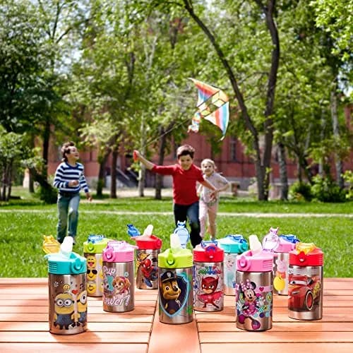 Zak Designs Frozen Stainless Steel Kids Water Bottle 444ml (15.5oz) | Leak-Proof Flip Straw for Ages 3+ thumbnail 7