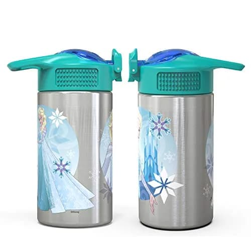 Zak Designs Frozen Stainless Steel Kids Water Bottle 444ml (15.5oz) | Leak-Proof Flip Straw for Ages 3+ thumbnail 9