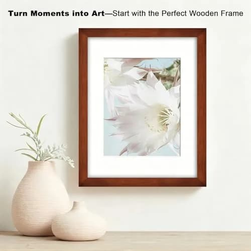 RPJC 11x14 (8x10 with Mat) Solid Wood Picture Frame Real Glass Cover Brown | Classic Wall & Tabletop Decor thumbnail 2