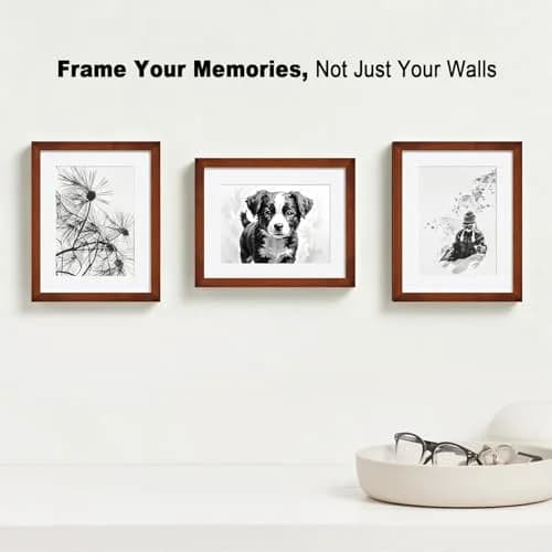 RPJC 11x14 (8x10 with Mat) Solid Wood Picture Frame Real Glass Cover Brown | Classic Wall & Tabletop Decor thumbnail 3