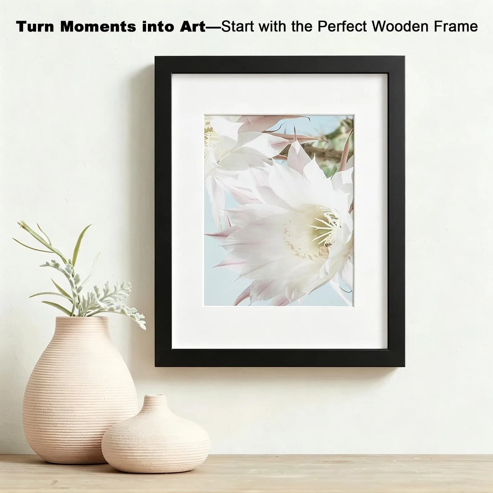 RPJC 11x14 (8x10 with Mat) Solid Wood Picture Frame Real Glass Cover Black | Wall & Tabletop Display thumbnail 2