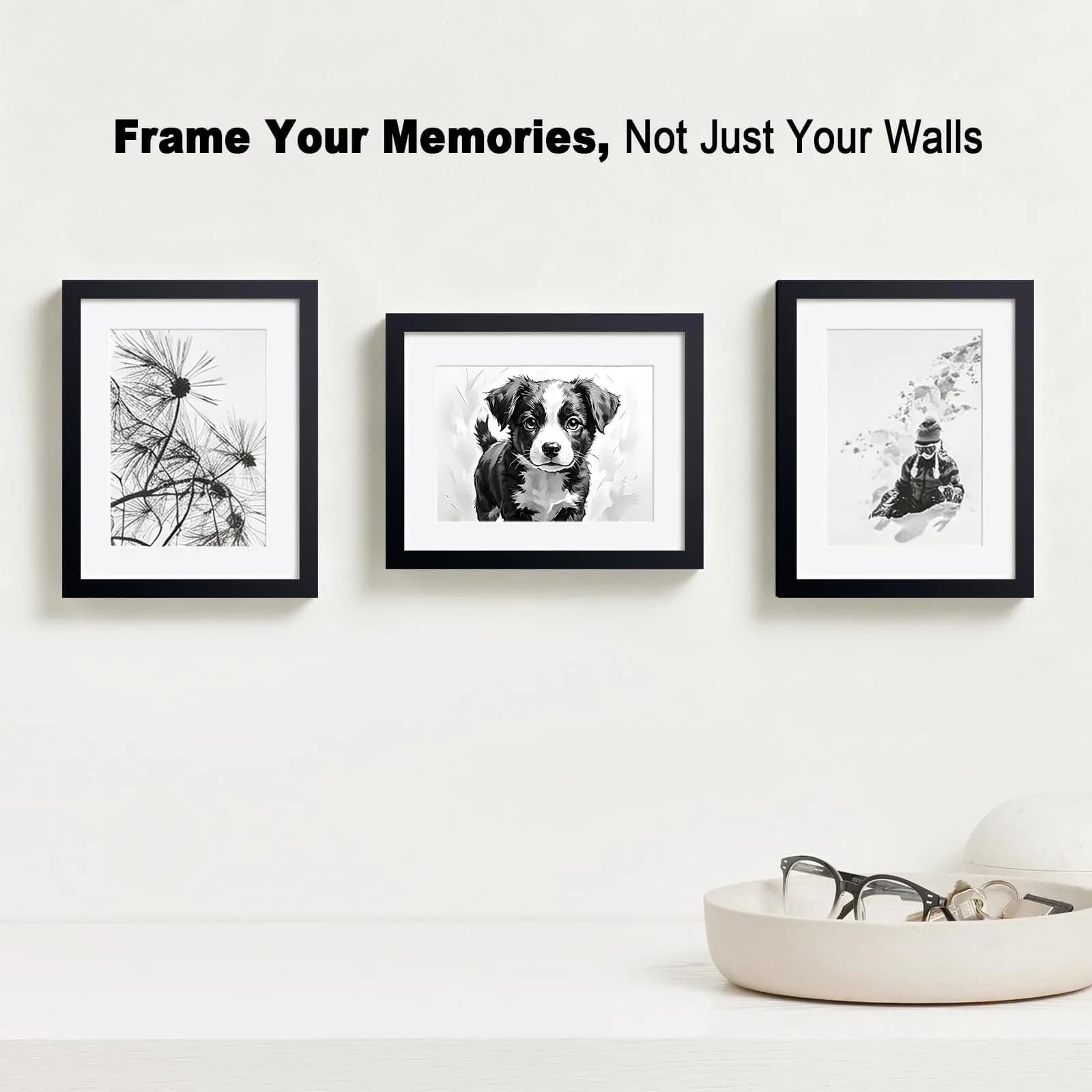RPJC 11x14 (8x10 with Mat) Solid Wood Picture Frame Real Glass Cover Black | Wall & Tabletop Display thumbnail 3