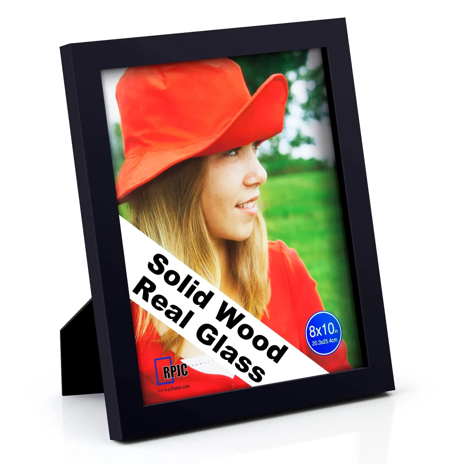 RPJC 8x10 Solid Wood Picture Frame with Real Glass Cover Black | Elegant Wall & Tabletop Display — Black