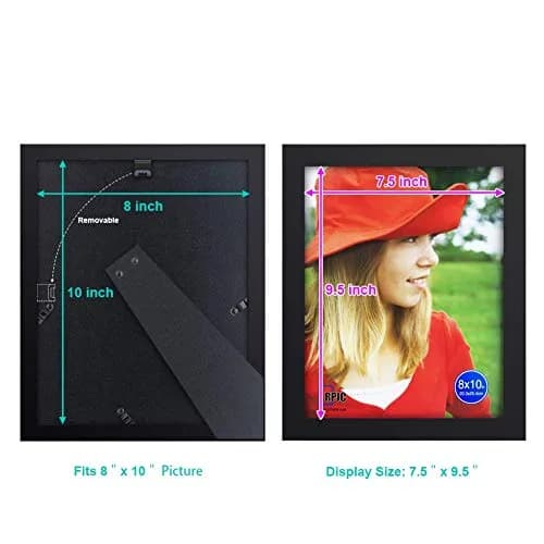 RPJC 8x10 Solid Wood Picture Frame with Real Glass Cover Black | Elegant Wall & Tabletop Display thumbnail 4