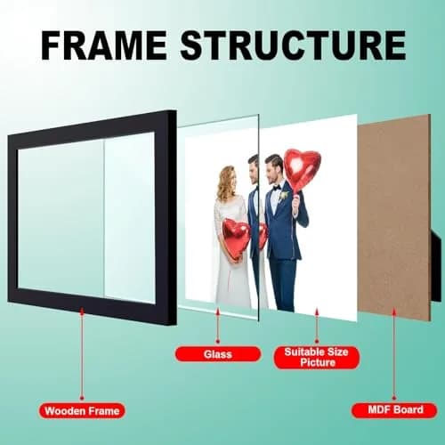 RPJC 8x10 Solid Wood Picture Frame with Real Glass Cover Black | Elegant Wall & Tabletop Display thumbnail 6