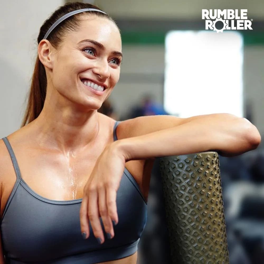 RumbleRoller Original Textured Foam Roller Midsize Gator Blue | Deep Tissue Muscle Massage - view 3