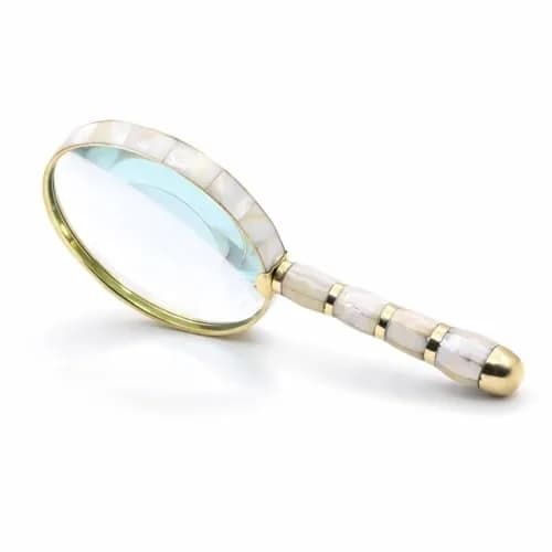 ROORKEE INSTRUMENTS Mother-of-Pearl Magnifying Glass 10x | Handmade Brass Antique Style for Reading & Inspection thumbnail 1
