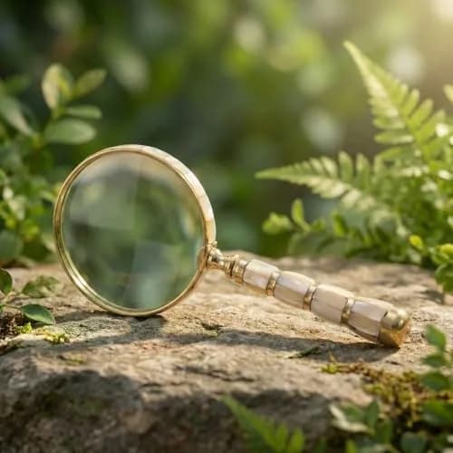 ROORKEE INSTRUMENTS Mother-of-Pearl Magnifying Glass 10x | Handmade Brass Antique Style for Reading & Inspection thumbnail 4
