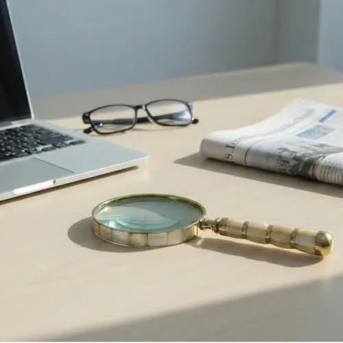 ROORKEE INSTRUMENTS Mother-of-Pearl Magnifying Glass 10x | Handmade Brass Antique Style for Reading & Inspection thumbnail 5
