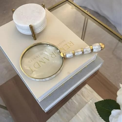 ROORKEE INSTRUMENTS Mother-of-Pearl Magnifying Glass 10x | Handmade Brass Antique Style for Reading & Inspection thumbnail 7