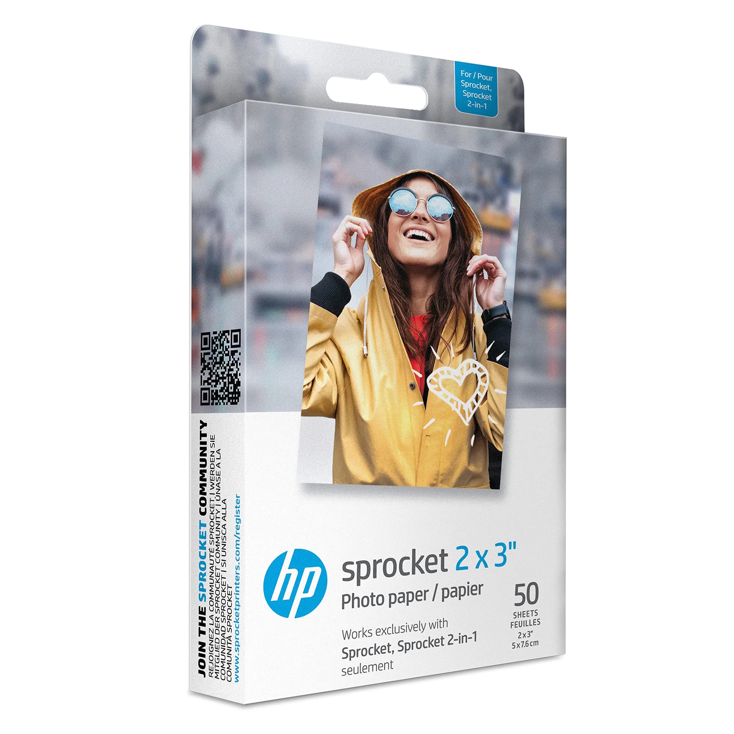 HP Sprocket 2x3” Premium Zink Pre-Cut Sticker Photo Paper, 30 Sheets (7.62x5.08 cm) | Fade-Resistant & Smudge-Proof — Photo Paper