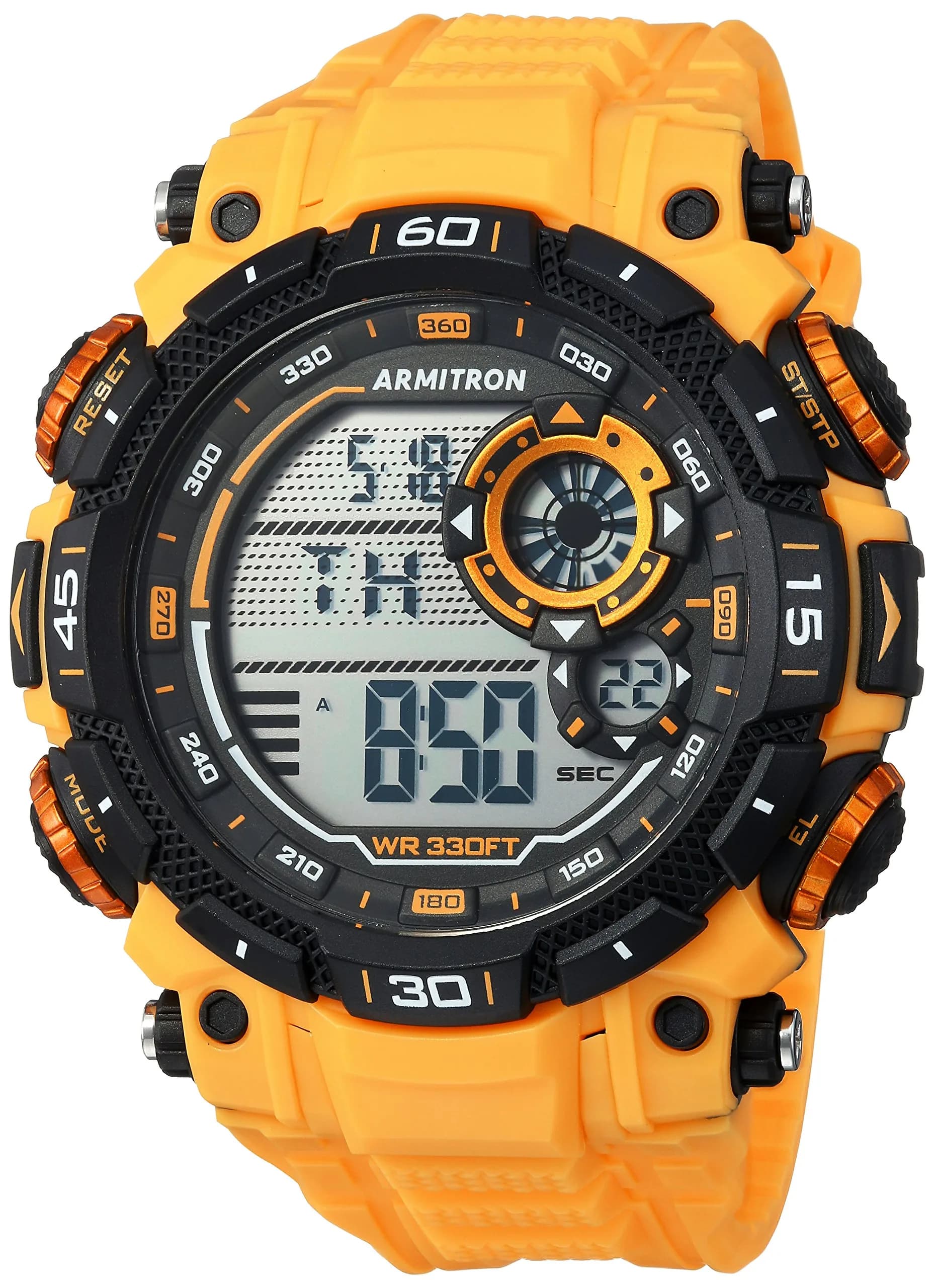 Armitron Sport Men's Digital Chronograph Resin Strap Watch, 52.5mm | Water-Resistant to 100m, Backlight, Alarm