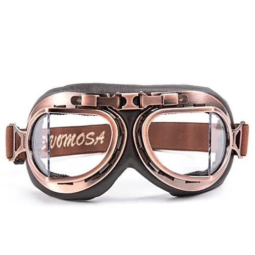 evomosa Vintage Pilot Style Motorcycle Goggles | 18.29 cm (7.1 in) Width, 7.9 cm (3.1 in) Height thumbnail 1