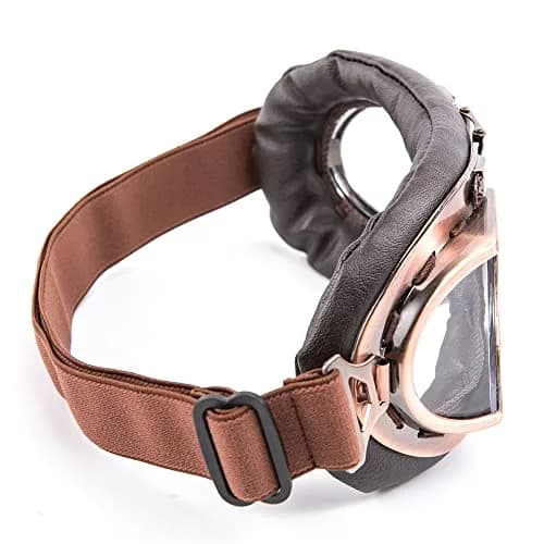 evomosa Vintage Pilot Style Motorcycle Goggles | 18.29 cm (7.1 in) Width, 7.9 cm (3.1 in) Height thumbnail 5