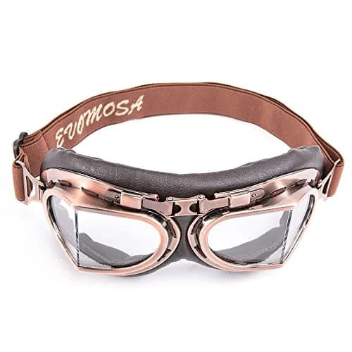 evomosa Vintage Pilot Style Motorcycle Goggles | 18.29 cm (7.1 in) Width, 7.9 cm (3.1 in) Height thumbnail 8