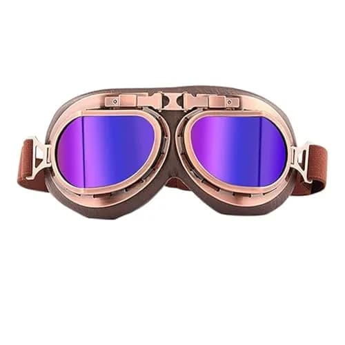 evomosa Vintage Motorcycle Goggles, Windproof Anti-Fog & Impact UV Protection Aviator Pilot Motocross Goggles, One Size, Copper | OTG Fit for Indian Roads thumbnail 1
