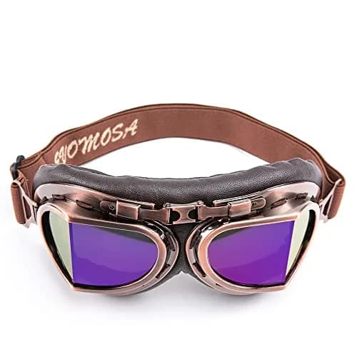evomosa Vintage Motorcycle Goggles, Windproof Anti-Fog & Impact UV Protection Aviator Pilot Motocross Goggles, One Size, Copper | OTG Fit for Indian Roads thumbnail 2