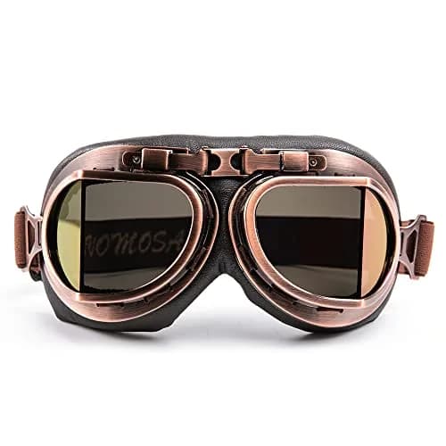 evomosa Vintage Motorcycle Goggles, Windproof Anti-Fog & Impact UV Protection Aviator Pilot Motocross Goggles, One Size, Copper | OTG Fit for Indian Roads thumbnail 3
