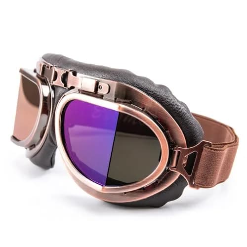 evomosa Vintage Motorcycle Goggles, Windproof Anti-Fog & Impact UV Protection Aviator Pilot Motocross Goggles, One Size, Copper | OTG Fit for Indian Roads thumbnail 4