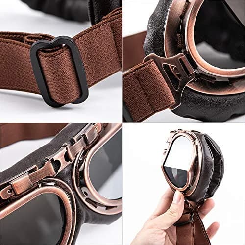 evomosa Vintage Pilot Aviator Motorcycle Goggles | 7.1 x 3.1 x 1 inch (18 x 7.9 x 2.5 cm) thumbnail 7