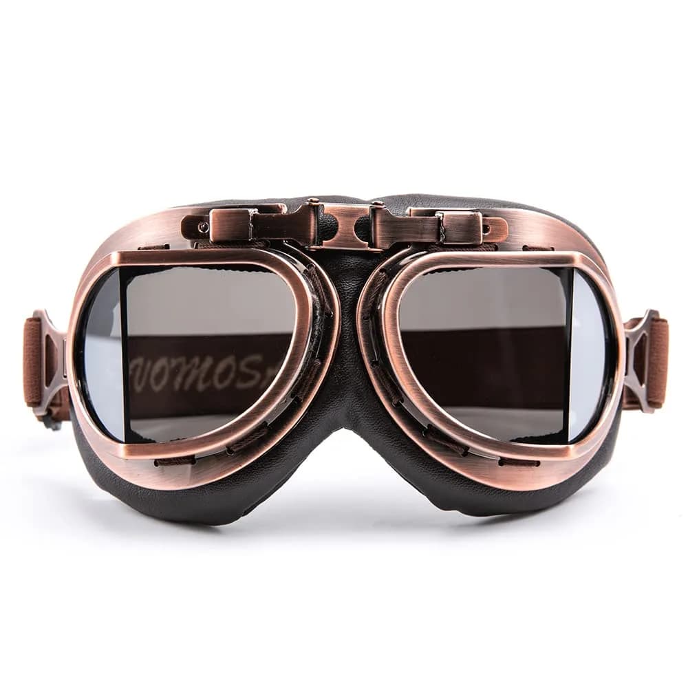 evomosa Vintage Pilot Aviator Motorcycle Goggles | 7.1 x 3.1 x 1 inch (18 x 7.9 x 2.5 cm) — Copper
