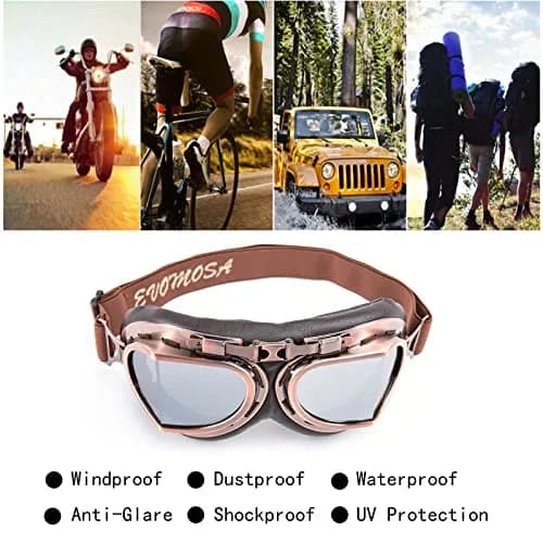 evomosa Vintage Pilot Aviator Motorcycle Goggles | 7.1 x 3.1 x 1 inch (18 x 7.9 x 2.5 cm) thumbnail 2