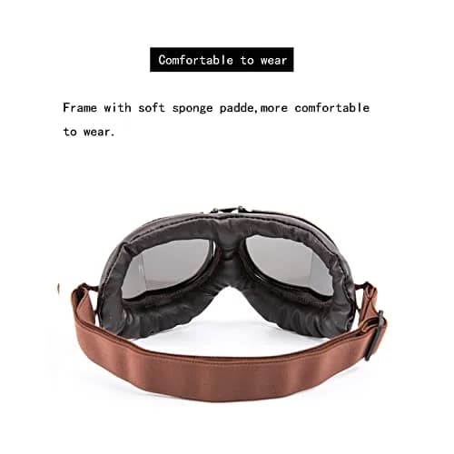 evomosa Vintage Pilot Aviator Motorcycle Goggles | 7.1 x 3.1 x 1 inch (18 x 7.9 x 2.5 cm) thumbnail 4