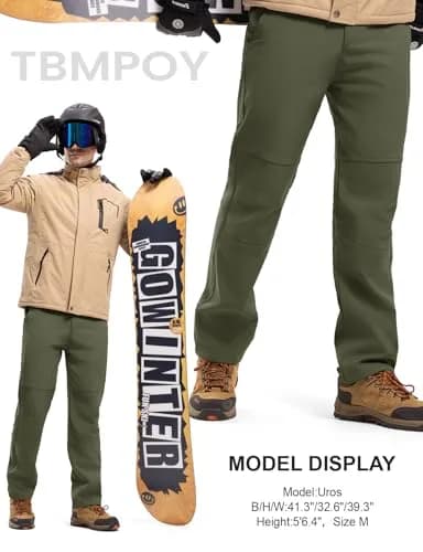 TBMPOY Men's Snow Ski Hiking Pants Waterproof Winter Fleece Lined XL | Windproof & Water-Resistant thumbnail 7