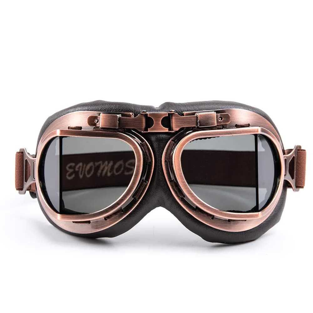 evomosa Vintage Pilot Aviator Steampunk Motorcycle Goggles | 7.1 x 3.1 x 1 inch (18 x 8 x 2.5 cm)