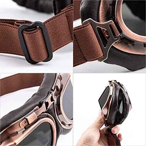 evomosa Vintage Pilot Aviator Steampunk Motorcycle Goggles | 7.1 x 3.1 x 1 inch (18 x 8 x 2.5 cm) thumbnail 4