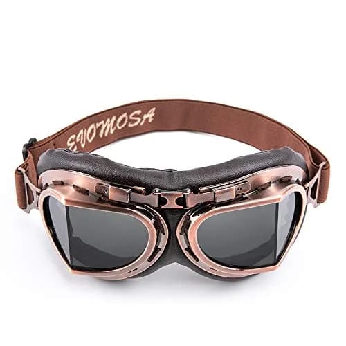 evomosa Vintage Pilot Aviator Steampunk Motorcycle Goggles | 7.1 x 3.1 x 1 inch (18 x 8 x 2.5 cm) thumbnail 2