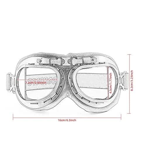 evomosa Vintage Pilot Aviator Steampunk Motorcycle Goggles | 7.1 x 3.1 x 1 inch (18 x 8 x 2.5 cm) thumbnail 3