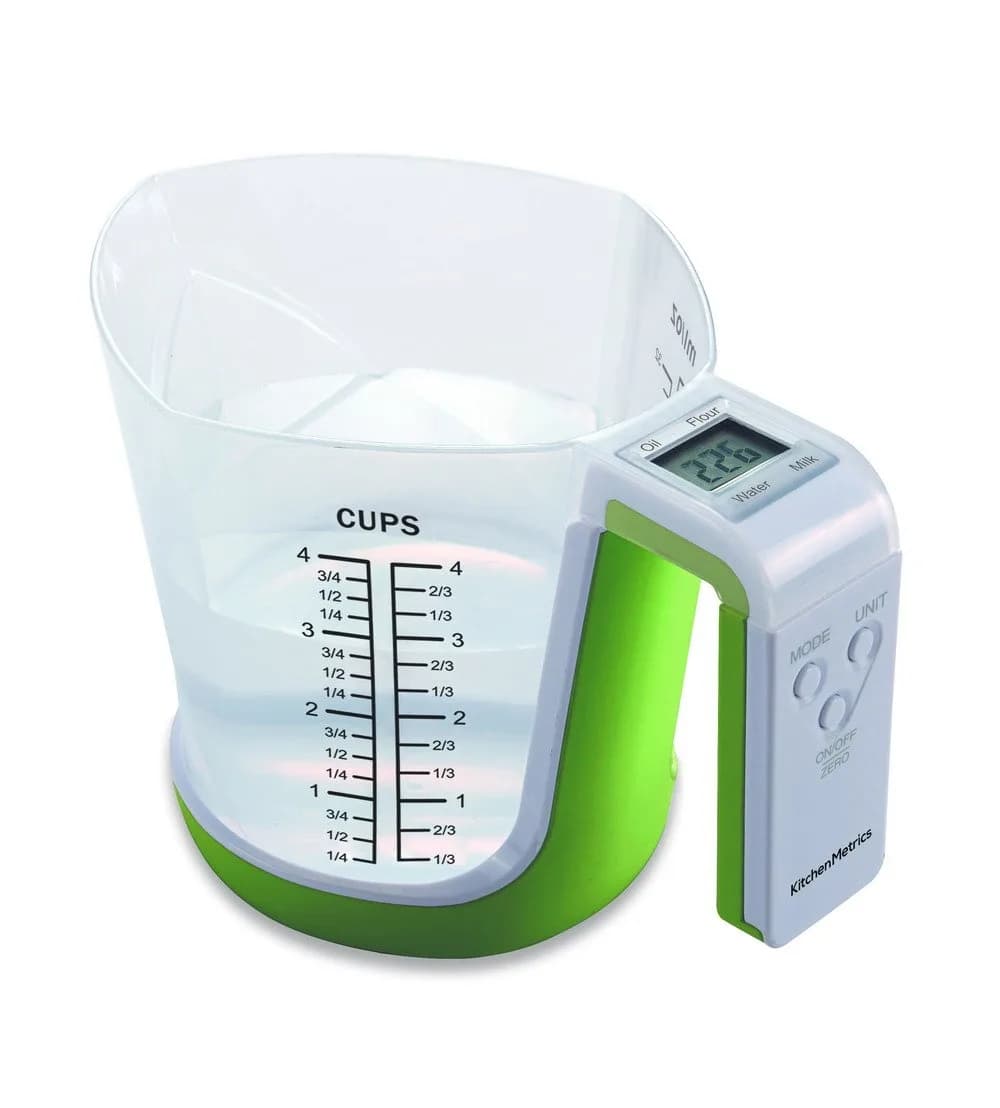 KitchenMetrics Digital Kitchen Food Scale and Measuring Cup Green 1L (33.8 Fl Oz) | Accurate & Easy to Use — Green