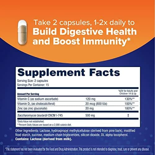 Florastor Advanced Immunity Probiotic, 30 Capsules | Supports Digestive & Immune Health thumbnail 2