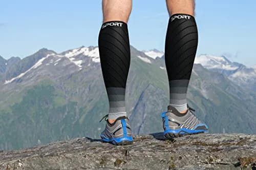 Physix Gear Calf Compression Sleeves - Shin Support for Running & Recovery (Black/Grey, S/M) | Targeted Calf Support thumbnail 4