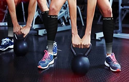 Physix Gear Calf Compression Sleeves - Shin Support for Running & Recovery (Black/Grey, S/M) | Targeted Calf Support thumbnail 3
