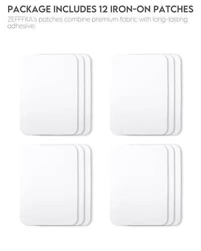 ZEFFFKA Fabric Iron-on Patches 12 pcs | 3" x 4-1/4" | Cotton, White, Strong Adhesive thumbnail 2
