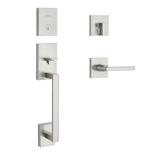 Kwikset San Clemente Handleset with Deadbolt, Satin Nickel | BHMA Grade 1 Certified Security thumbnail 1