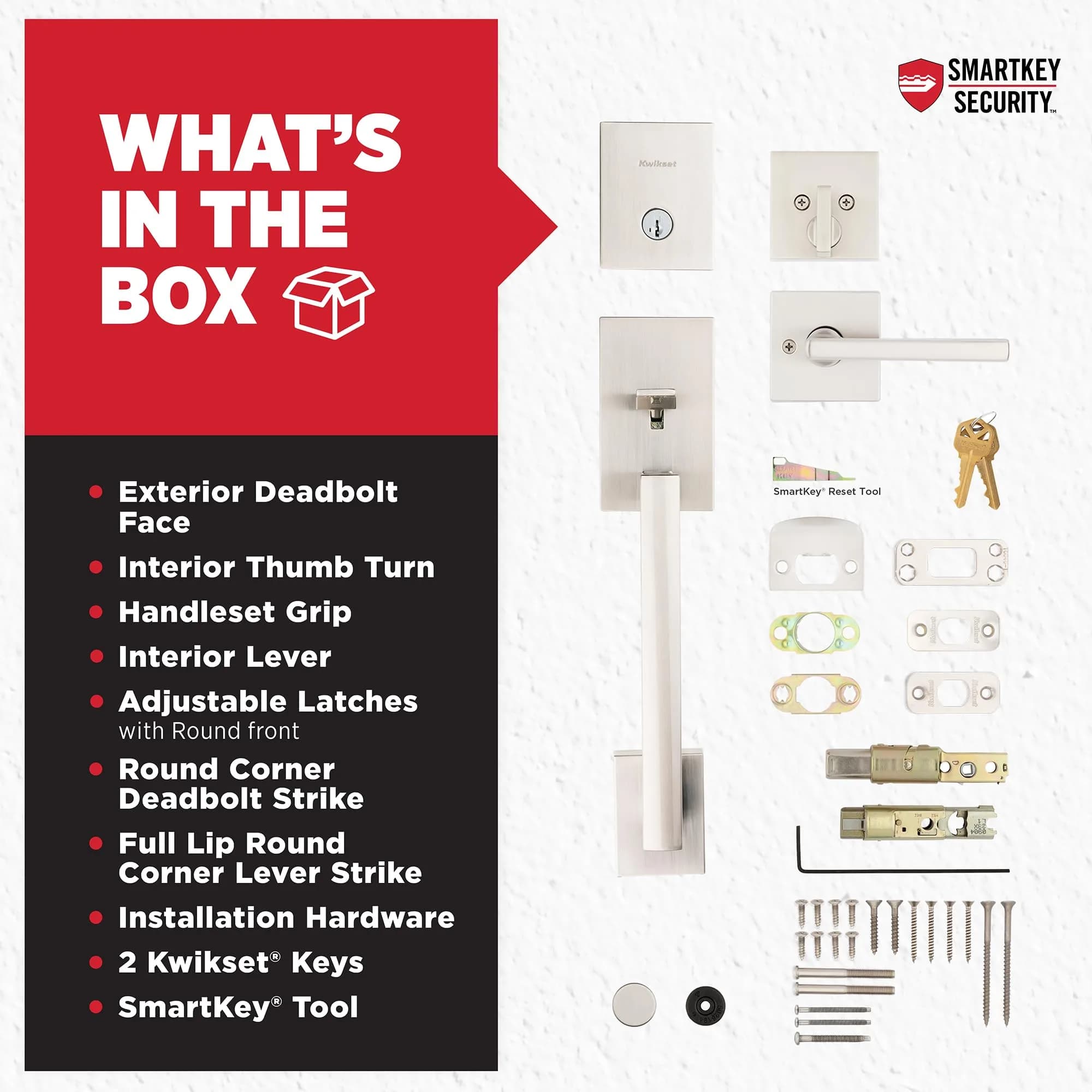 Kwikset San Clemente Handleset with Deadbolt, Satin Nickel | BHMA Grade 1 Certified Security - view 6