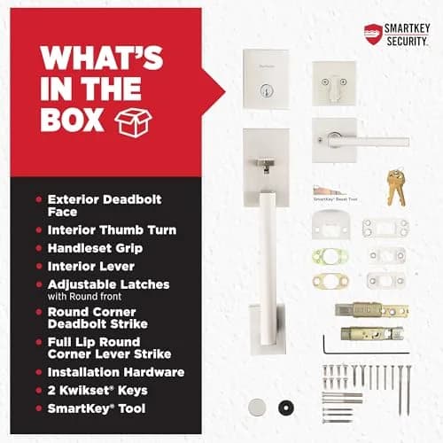 Kwikset San Clemente Handleset with Deadbolt, Satin Nickel | BHMA Grade 1 Certified Security thumbnail 6
