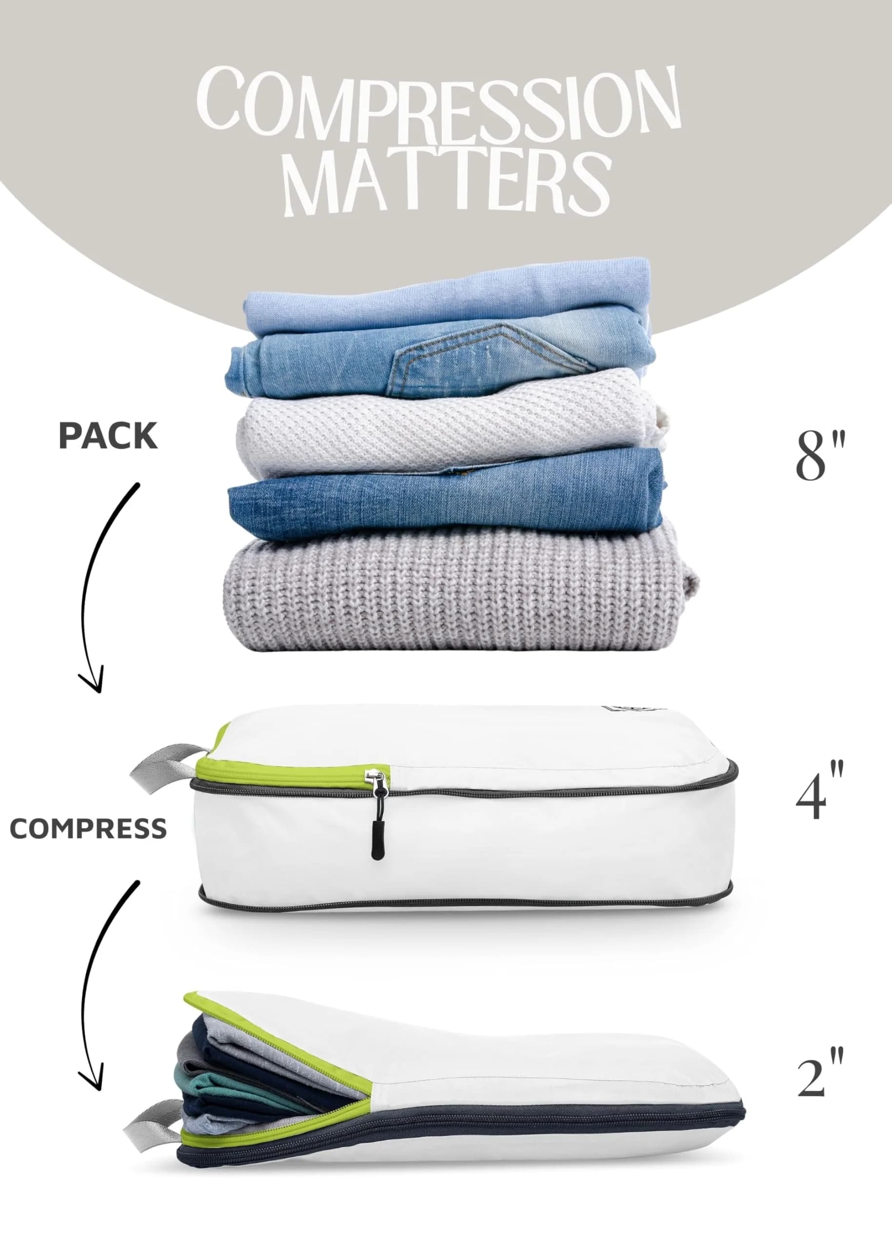 TRIPPED Travel Gear Compression Packing Cubes for Carry-On Travel 2-Pack | Ultralight Ripstop Nylon with Compression Zippers - view 6