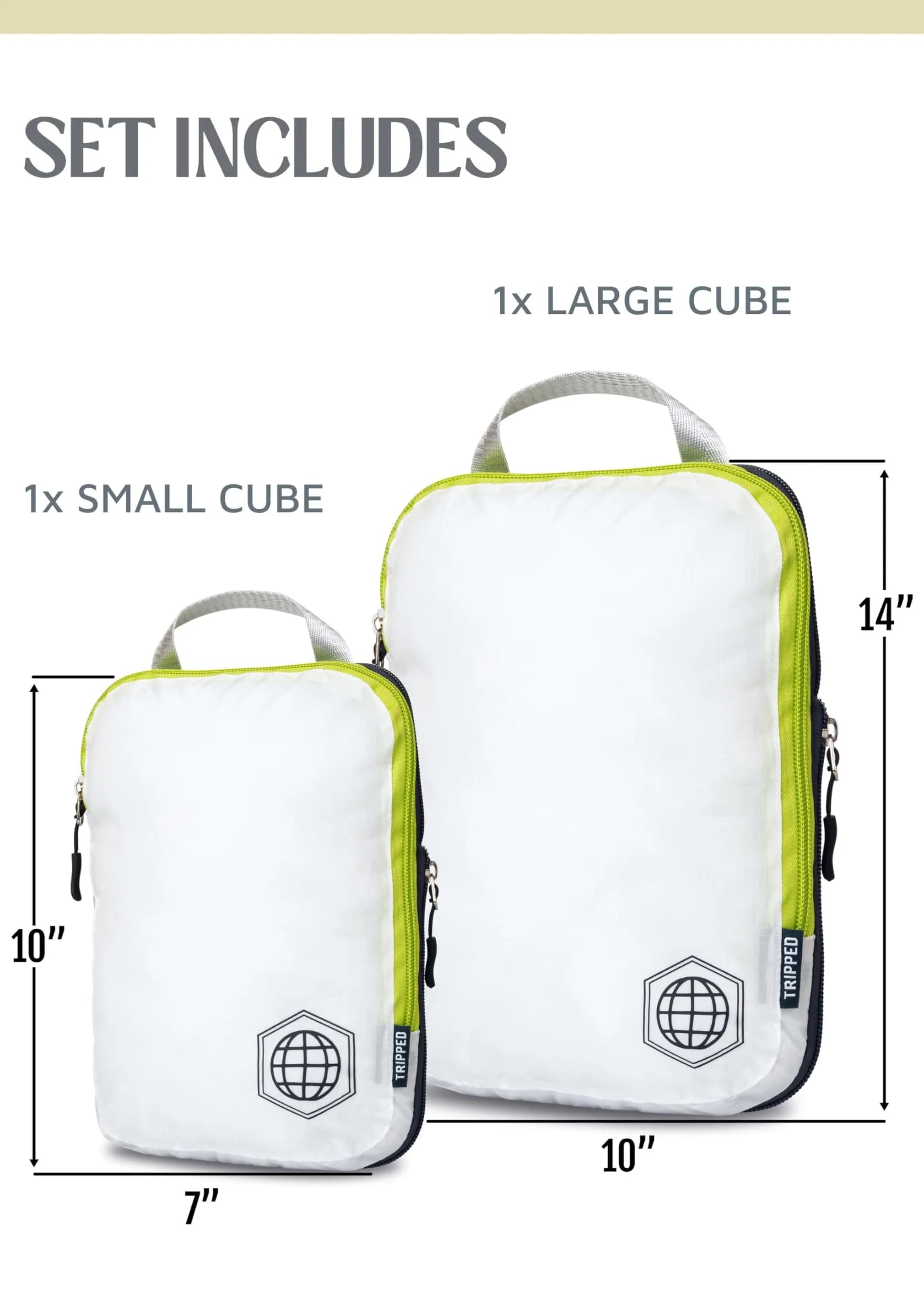 TRIPPED Travel Gear Compression Packing Cubes for Carry-On Travel 2-Pack | Ultralight Ripstop Nylon with Compression Zippers - view 3