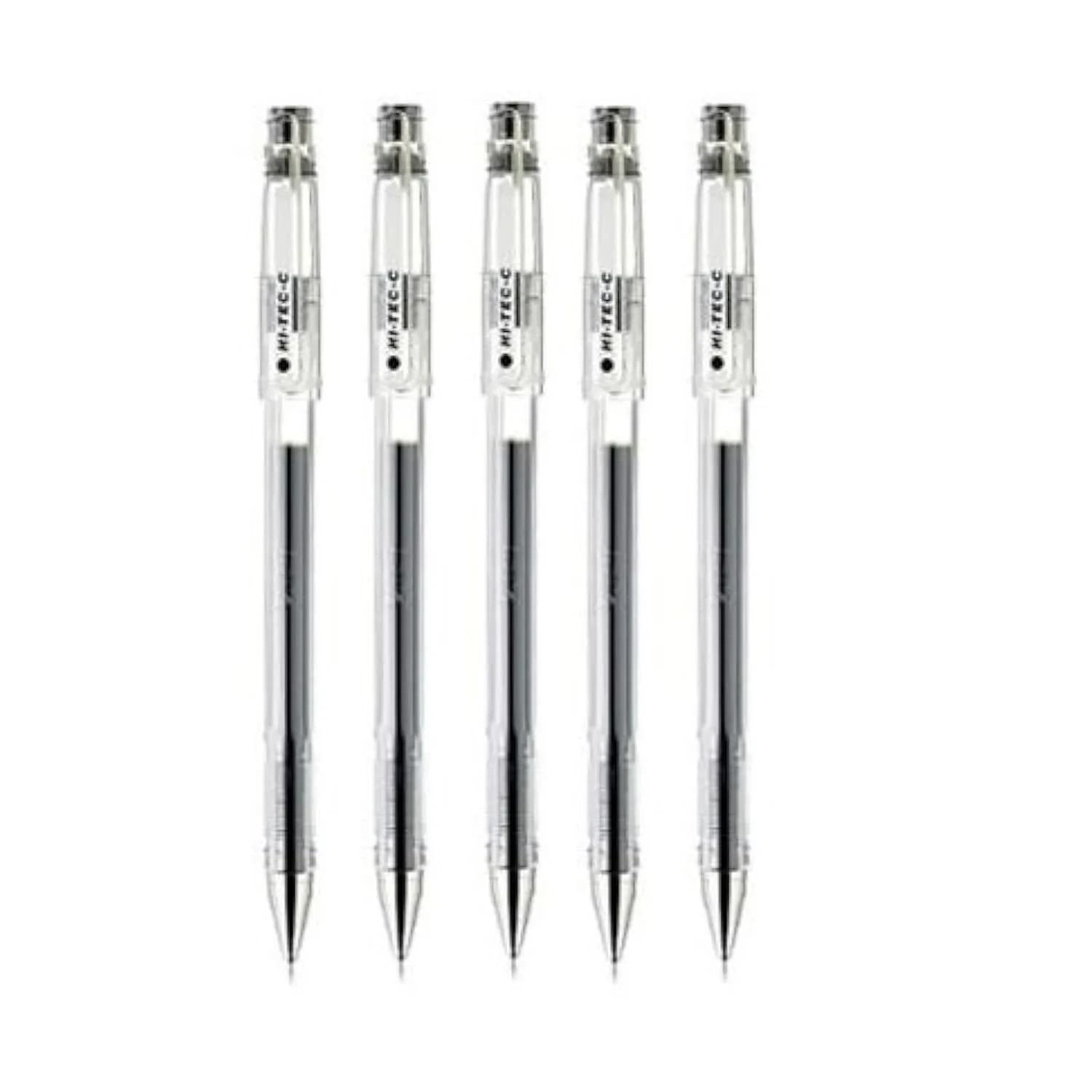 Pilot Hi-Tec-C 03 Gel Ink Pen Value Set 5 Black Ink 0.3mm Micro Fine Point | Smooth Ink Flow